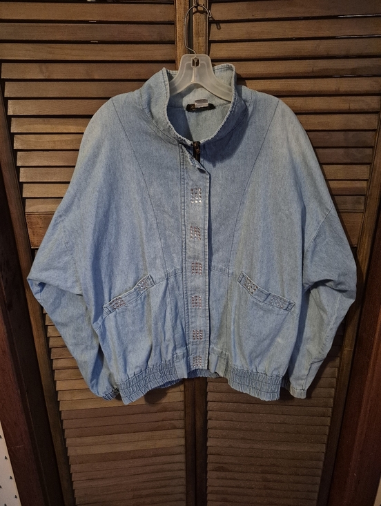 Mari-Lyn Jackets & Blazers - Vintage Mari-Lyn Light Blue Denim Bomber Jacket USA